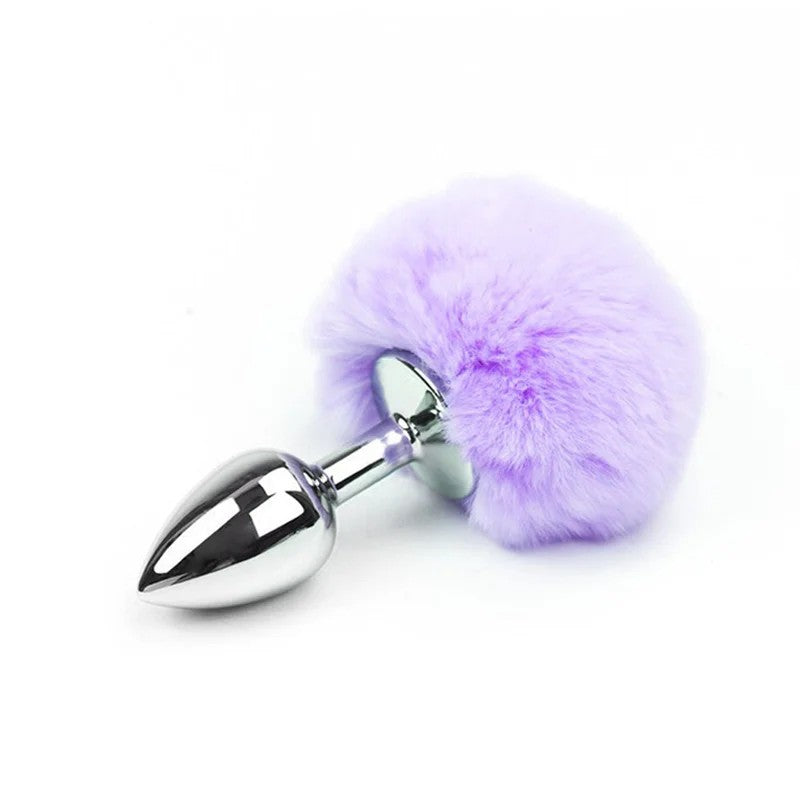 LoveInLeather–BunnyTailMetalAnalPlug–Small(Lilac/Silver)