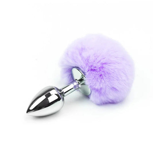 LoveInLeather–BunnyTailMetalAnalPlug–Small(Lilac/Silver)