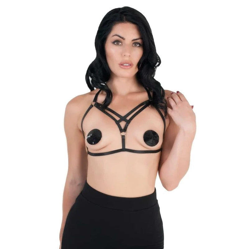 LoveInLeather–CrossOverHarnessBralette|OneSize