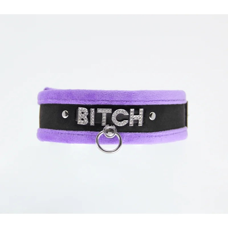 LoveInLeather–DiamanteBitchCollar|Purple