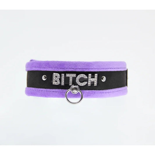 LoveInLeather–DiamanteBitchCollar|Purple