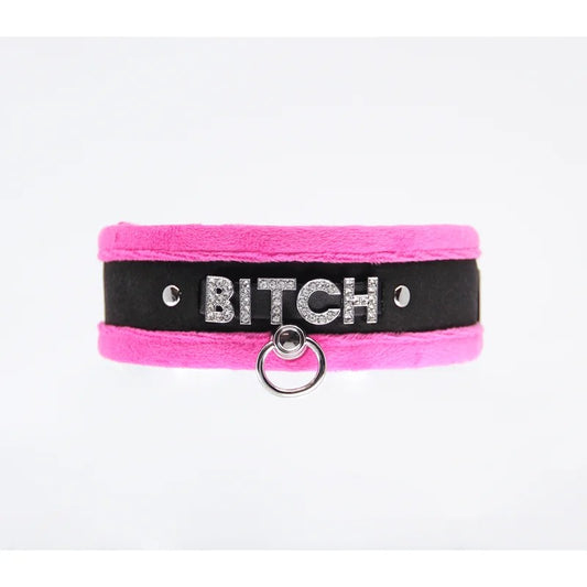 LoveInLeather–DiamanteBitchCollar|Pink