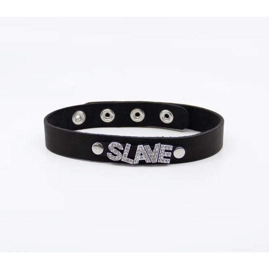 LoveInLeather–DiamanteWordLeatherCollar|Slave