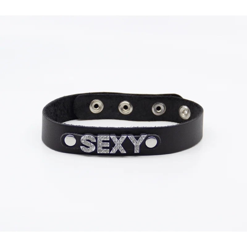 LoveInLeather–DiamanteWordLeatherCollar|Sexy