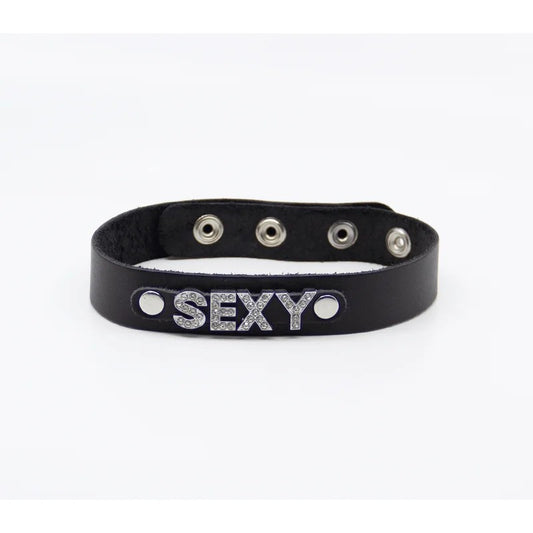 LoveInLeather–DiamanteWordLeatherCollar|Sexy