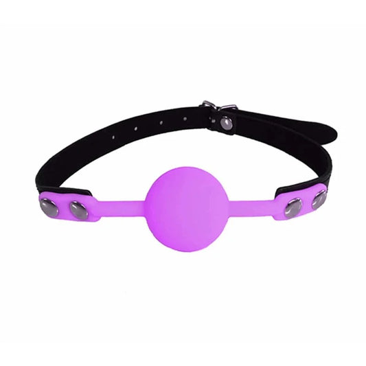 LoveInLeather–FauxLeatherGagWithSiliconeBall|Purple