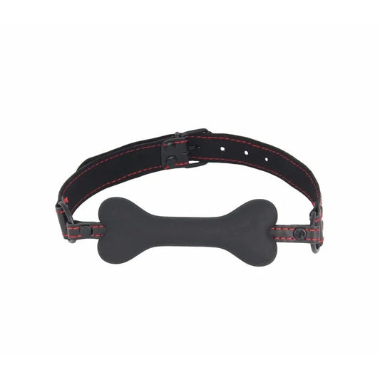 LoveInLeather–FauxLeatherGagWithSiliconeBone|Black