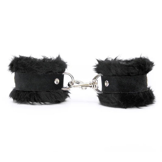 LoveInLeather–FluffyHandcuffs(Black)