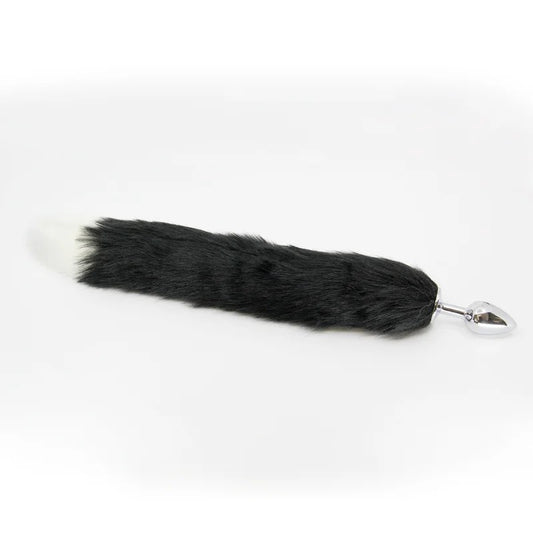 LoveInLeather–FoxTailMetalAnalPlug–Small(Black/White)