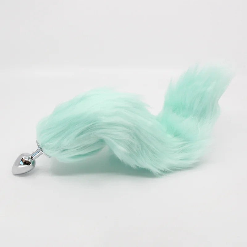 LoveInLeather–FoxTailMetalPlugwithBendableSpine–Small(Mint/Silver)