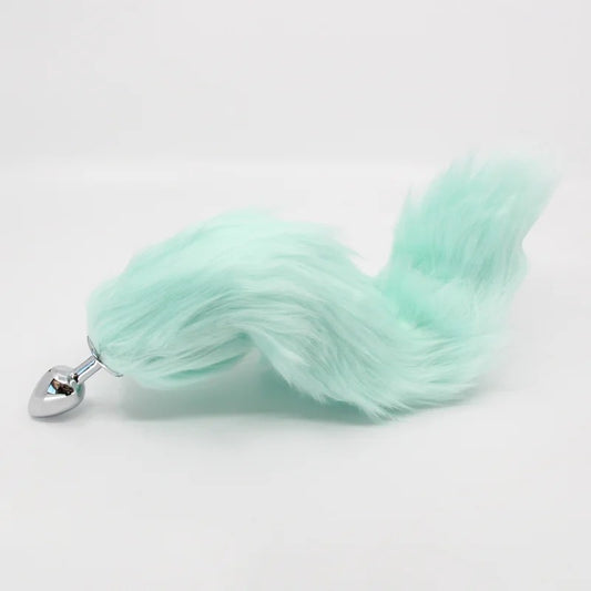 LoveInLeather–FoxTailMetalPlugwithBendableSpine–Small(Mint/Silver)