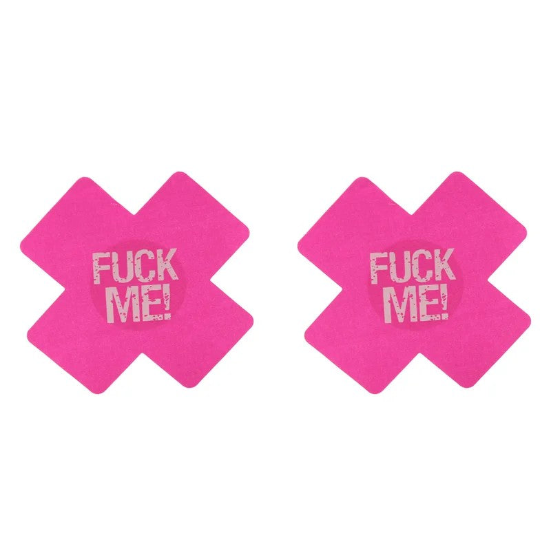 LoveinLeather–“FuckMe!”CrossshapedNipplePasties(Pink/White)