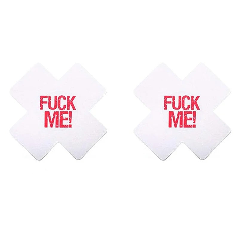 LoveinLeather–“FuckMe!”CrossshapedNipplePasties(White/Red)