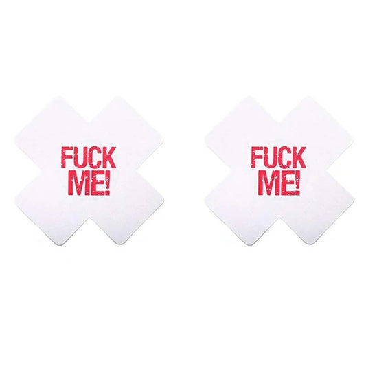 LoveinLeather–“FuckMe!”CrossshapedNipplePasties(White/Red)