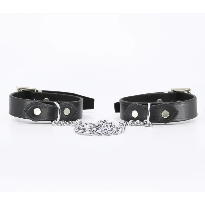 LoveInLeather–LongChainJoinLeatherWristRestraints|AustralianMade
