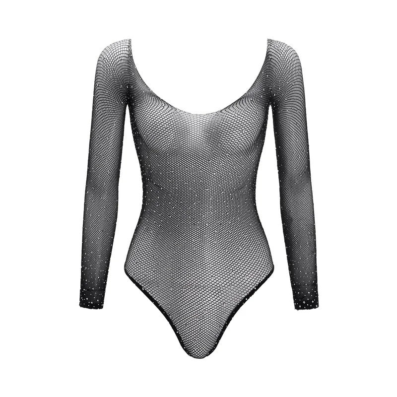 LoveInLeather–MeshRhinestoneBodysuit|AssortedColours
