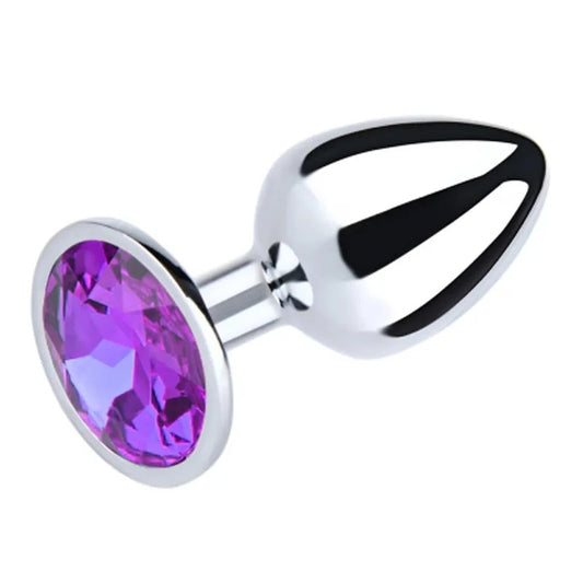 LoveInLeather–MetalRoundGemButtPlug(Medium/Purple)