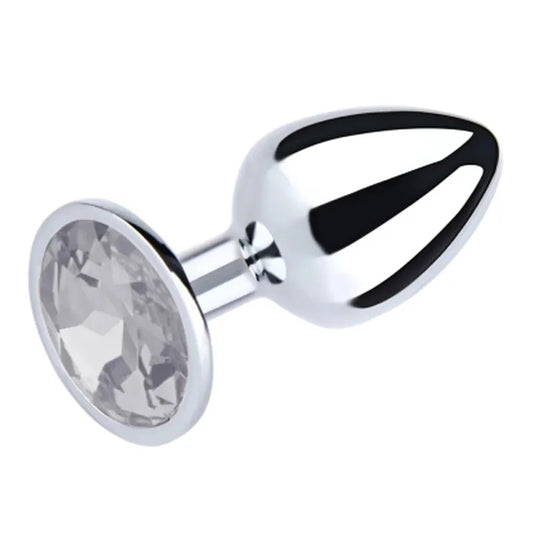 LoveInLeather–MetalRoundGemButtPlug(Medium/Clear)