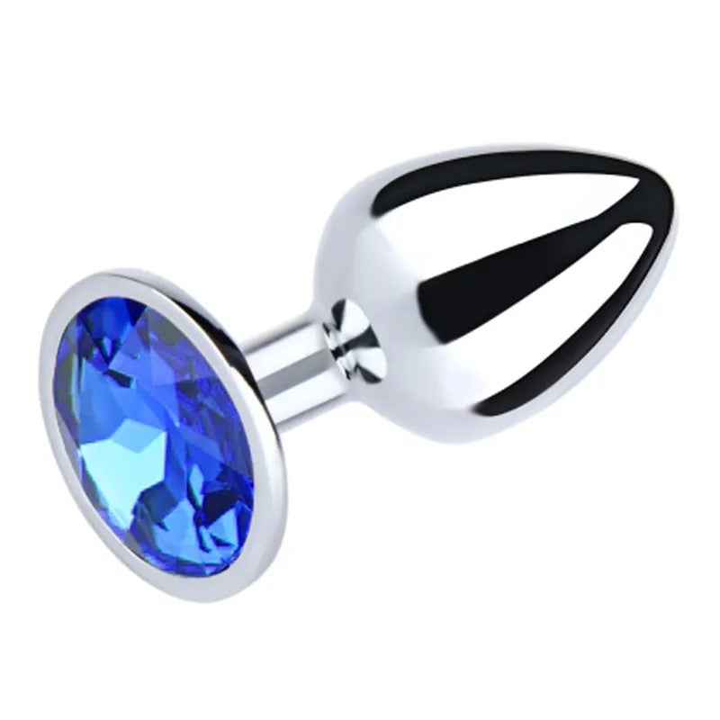LoveInLeather–MetalRoundGemButtPlug(Medium/Blue)
