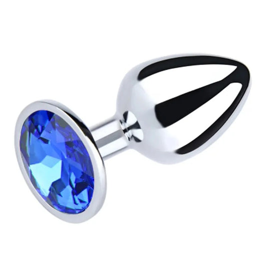 LoveInLeather–MetalRoundGemButtPlug(Medium/Blue)