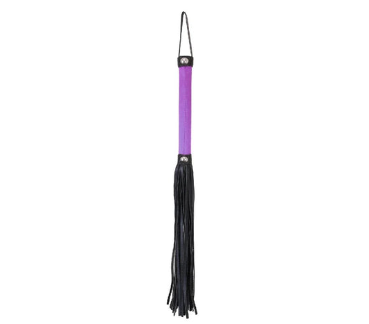 LoveInLeather–MiniLeatherWhipwithSatinHandle(Purple/Black)