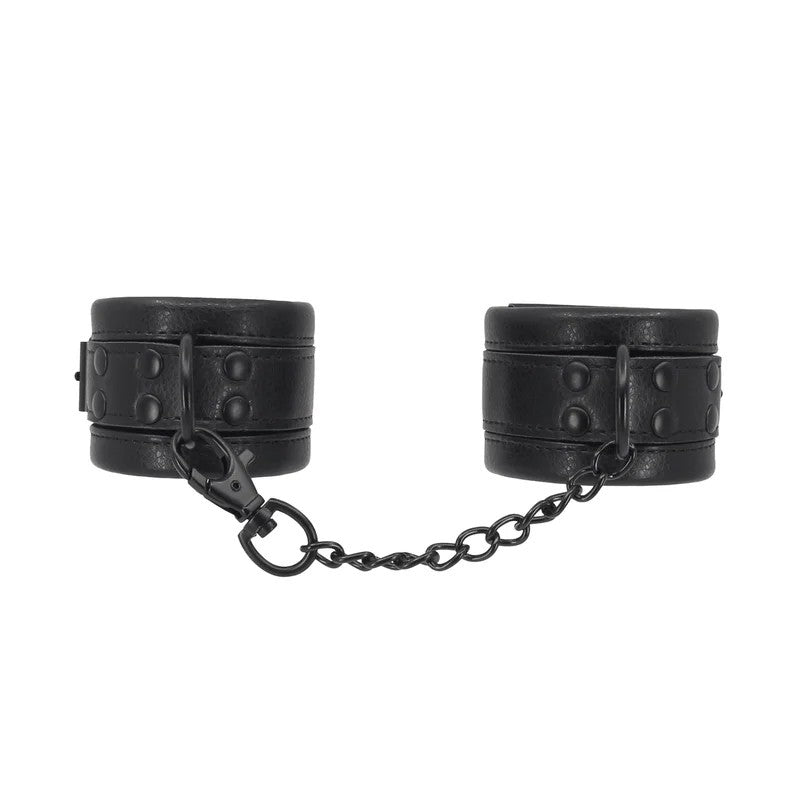 LoveInLeather–PaddedFauxLeatherWristRestraints|MatteBlack
