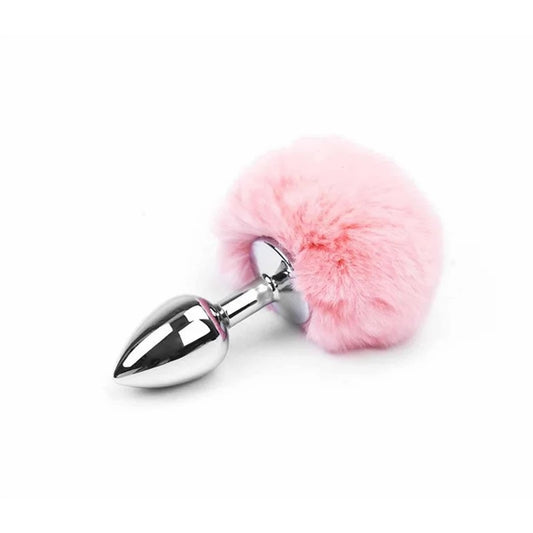 LoveInLeather–PinkBunnyTailButtPlug|Small