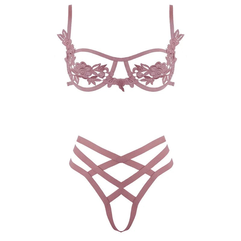 LoveInLeather–PinkPetalCageSet|Medium