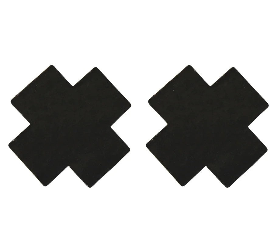 LoveInLeather–PlainCrossNipplePasties(Black)