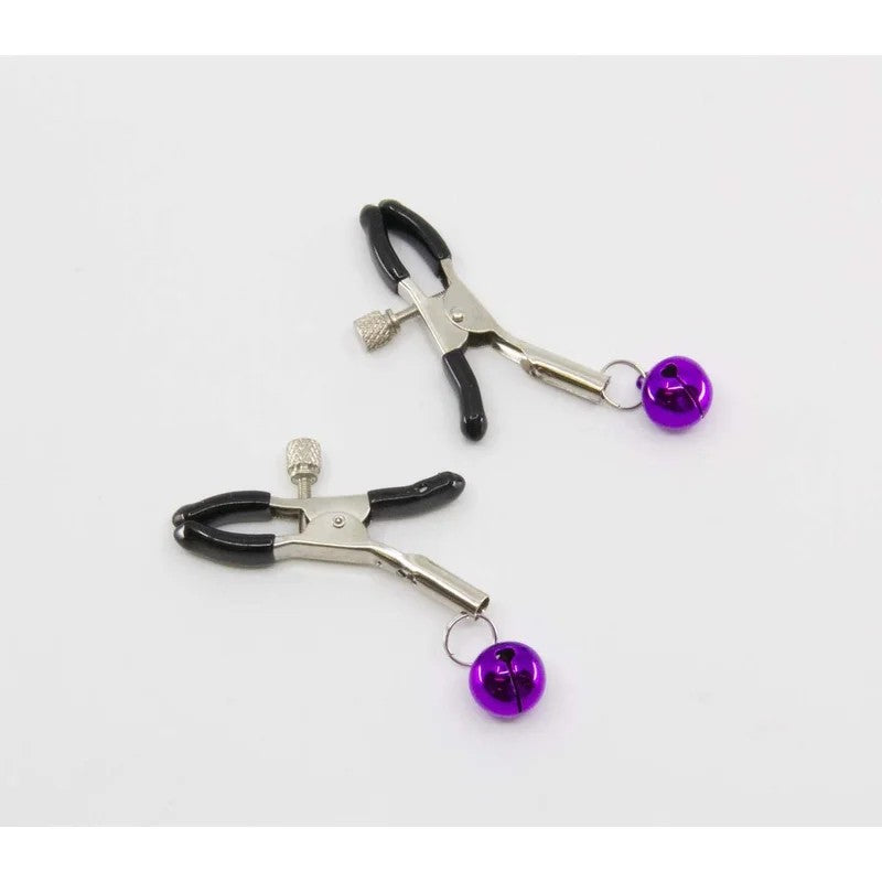 LoveInLeather–PurpleBellNippleClamps|AlligatorClip