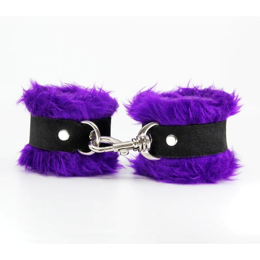 LoveInLeather–PurpleFluffyCuffsw/SuedeLeather|AustralianMade