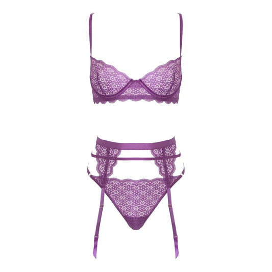 LoveInLeather–PurpleTwoPieceSexyLingerieSet|ExtraLarge