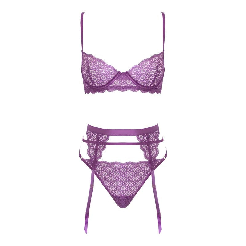 LoveInLeather–PurpleTwoPieceSexyLingerieSet|Small