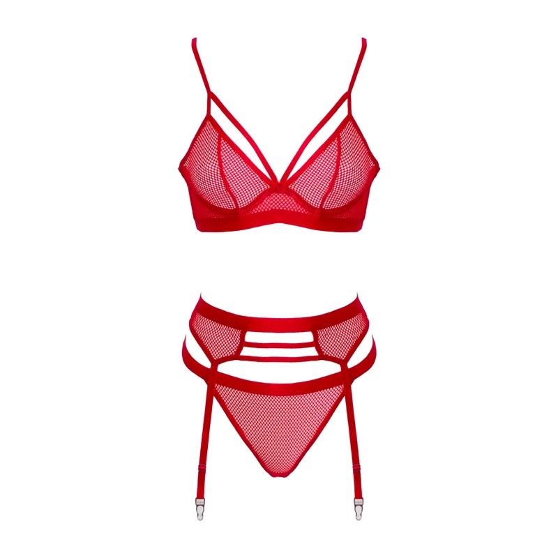 LoveInLeather–RedFishnetTwoPieceSet|Large