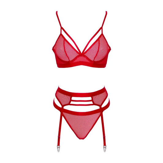 LoveInLeather–RedFishnetTwoPieceSet|Large