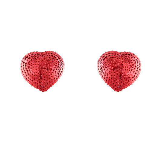 LoveInLeather–SequinHeartNipplePasties(Red)