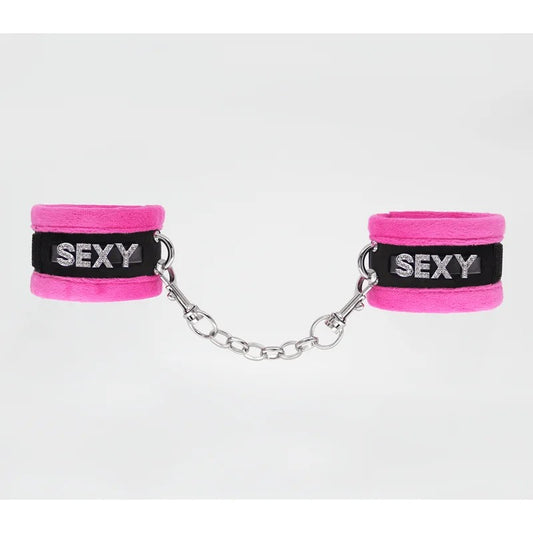 LoveInLeather–SexyDiamanteWristRestraints|Pink