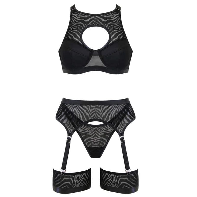 LoveInLeather–Sheer5PieceLingerieSet|Small
