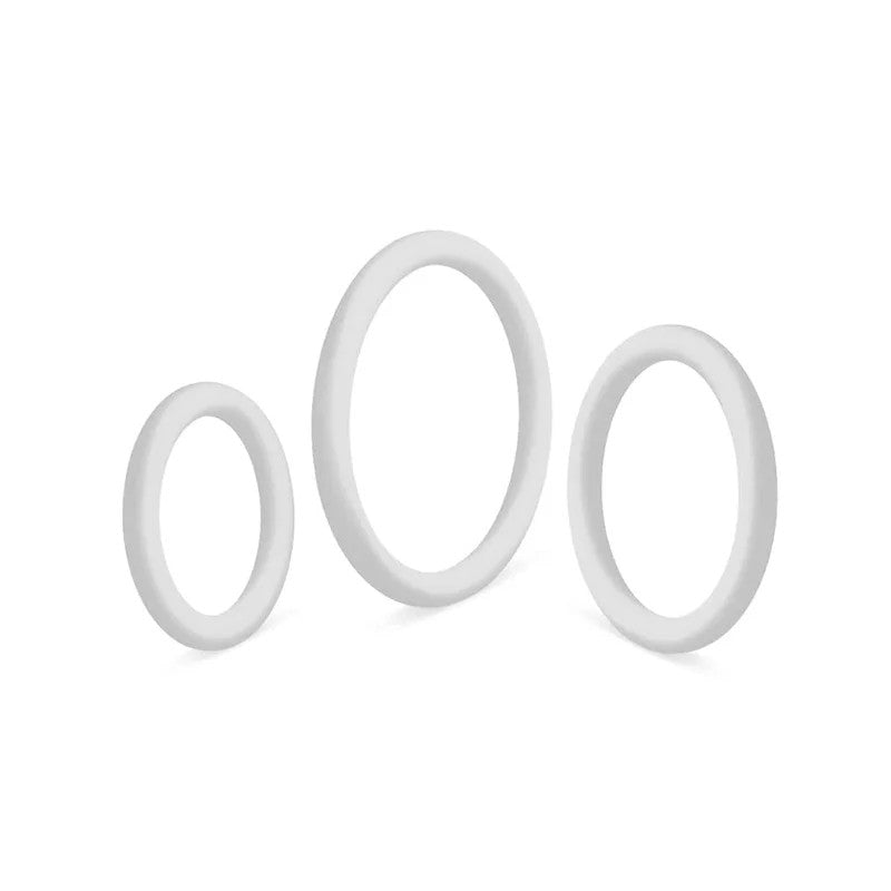 LoveInLeather–SiliconeCockRing3PK|White