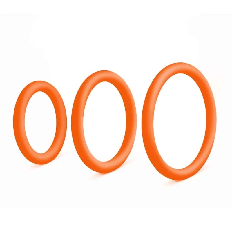 LoveInLeather–SiliconeCockRing3PK|Orange