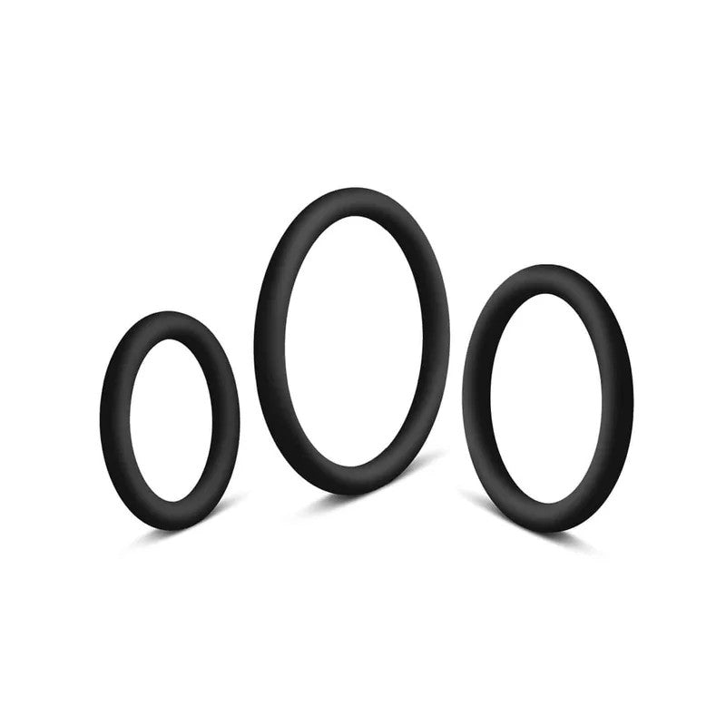 LoveInLeather–SiliconeCockRing3PK|Black