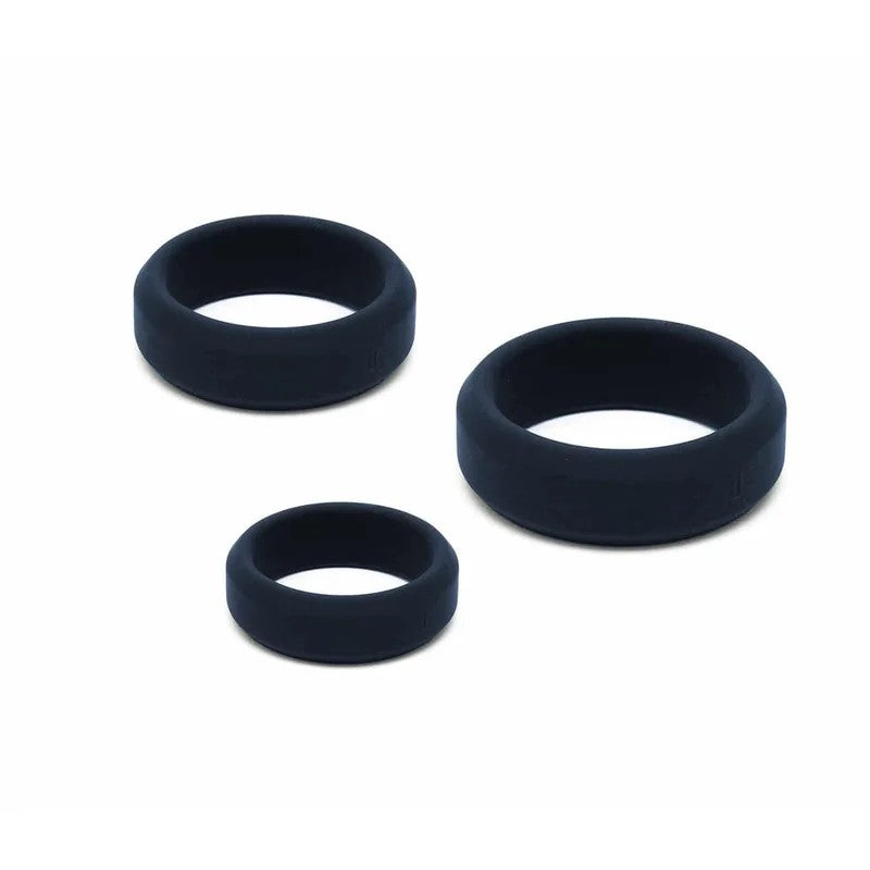LoveInLeather–SiliconeFatBoyCockRing3PK|Black