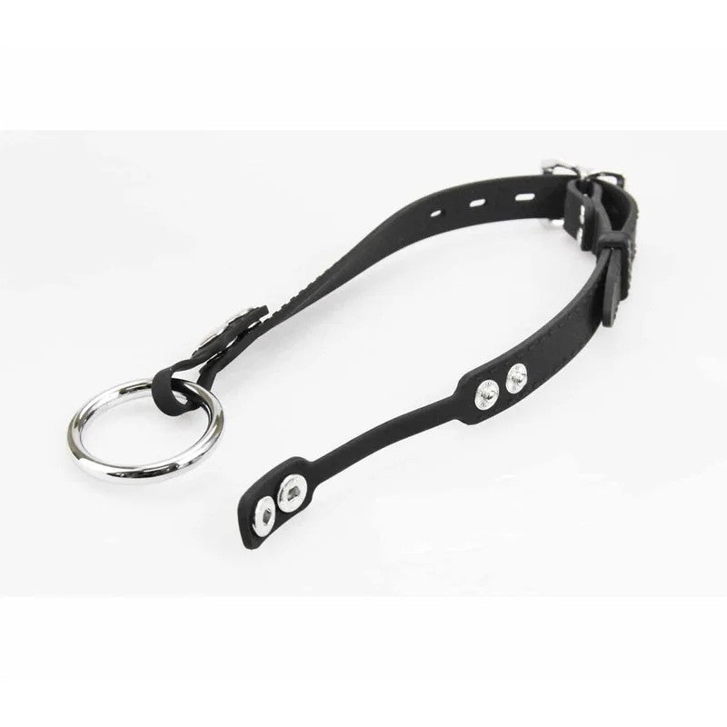 LoveInLeather–SiliconeGagWithInterchangeableMetalO-Ring|Black