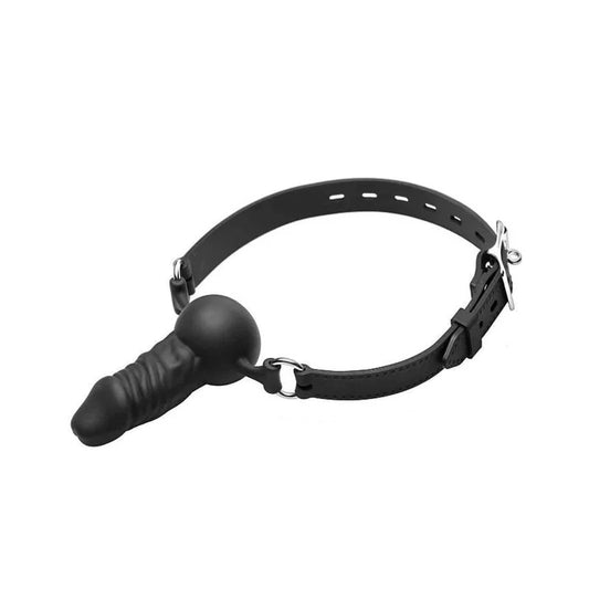 LoveInLeather–SiliconeGagWithPenisPlug|Black