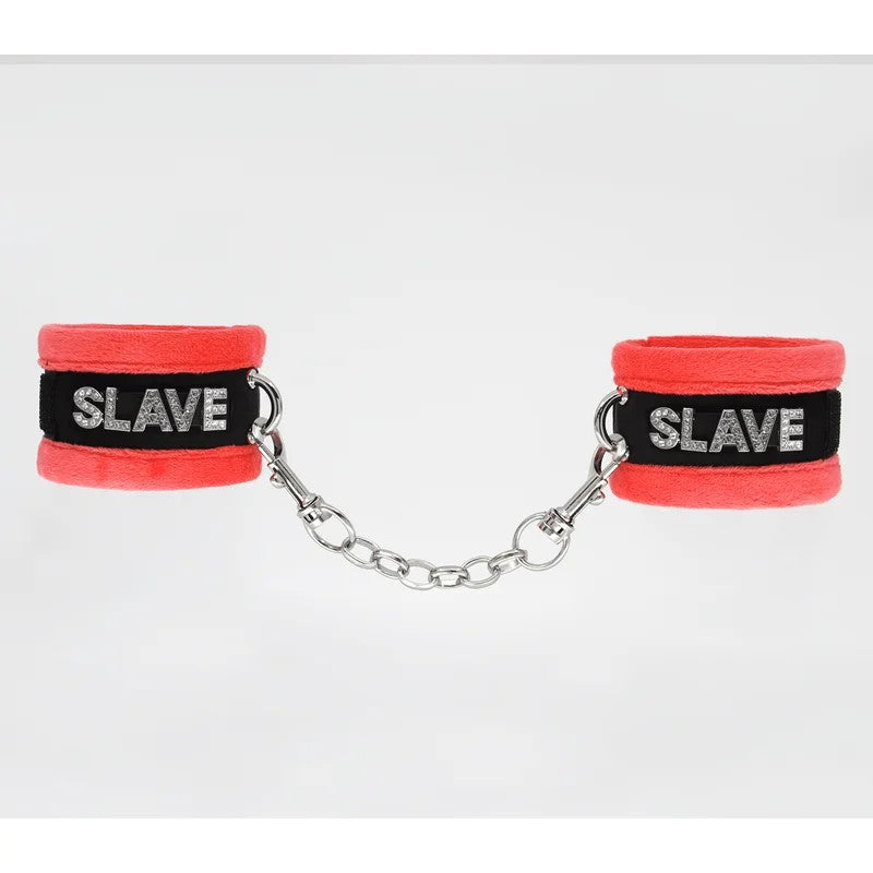 LoveInLeather–SlaveDiamanteWristRestraints|Red