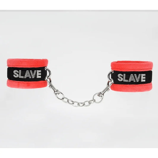 LoveInLeather–SlaveDiamanteWristRestraints|Red