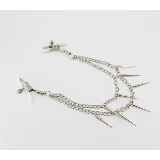 LoveInLeather–SpikedChainNippleClamps|AlligatorClips