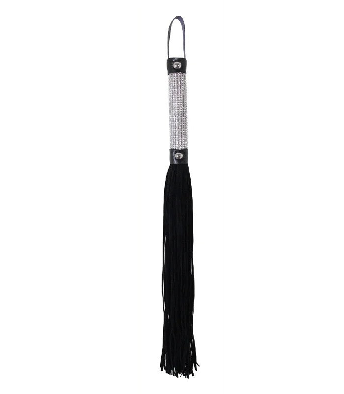 LoveInLeather–SuedeWhipwithDiamanteHandle(Black/Silver)