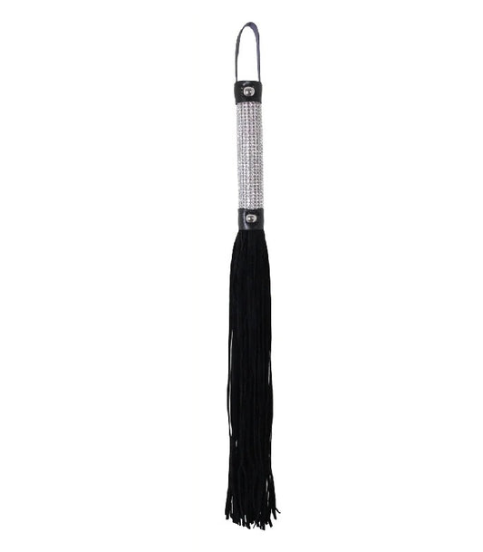 LoveInLeather–SuedeWhipwithDiamanteHandle(Black/Silver)