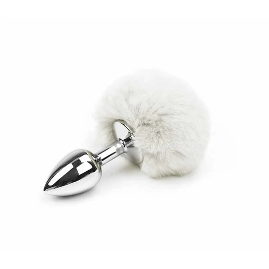 LoveInLeather–WhiteBunnyTailButtPlug|Small